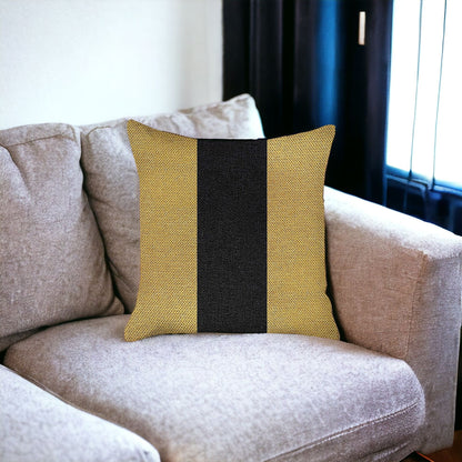 18" X 18" Yellow And Black Geometric Zippered Handmade Polyester Throw Pillow Cover