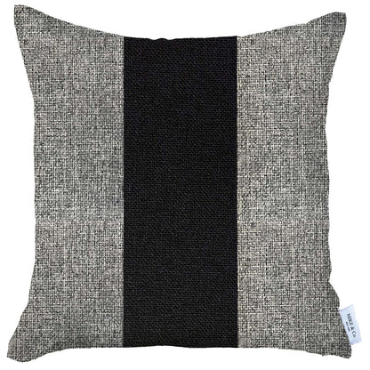 18" X 18" Grey And Black Geometric Zippered Handmade Polyester Throw Pillow Cover