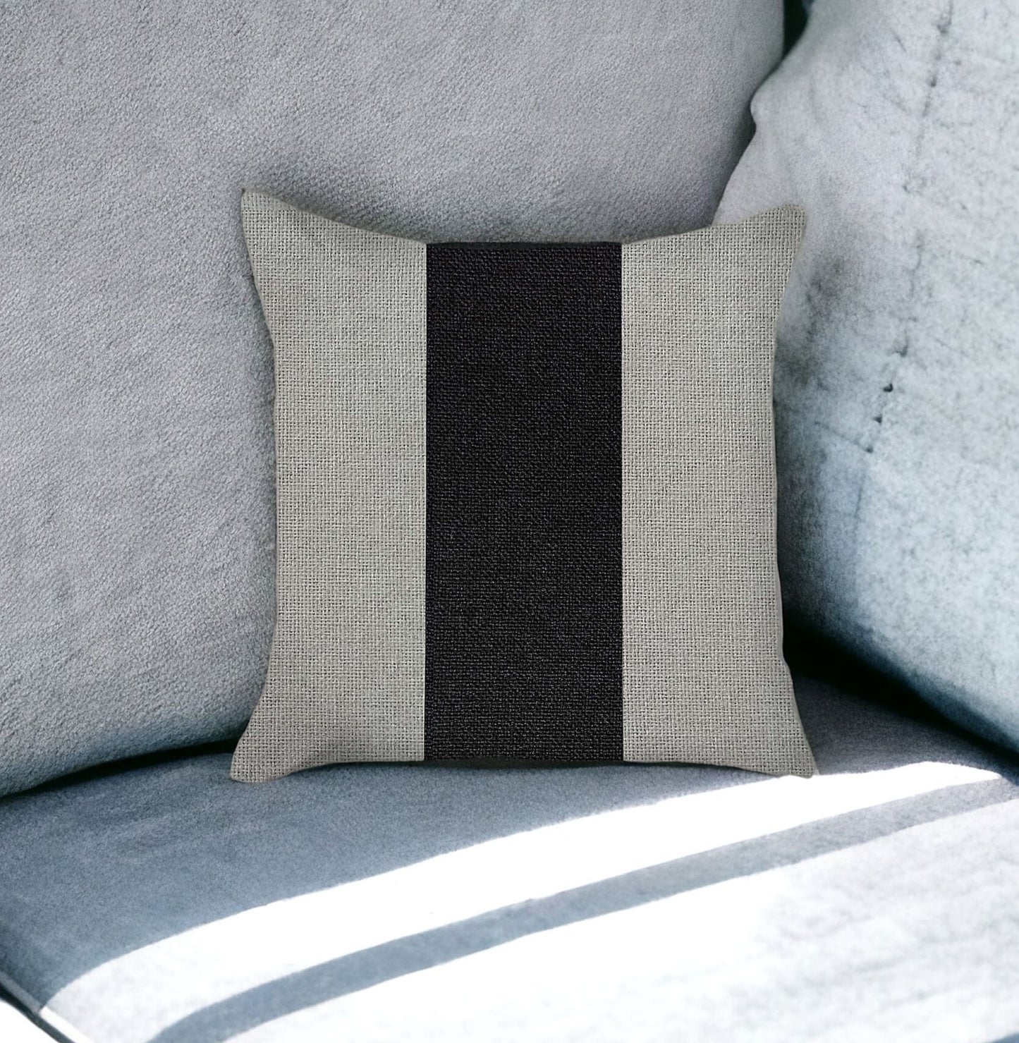 18" X 18" Grey And Black Geometric Zippered Handmade Polyester Throw Pillow Cover