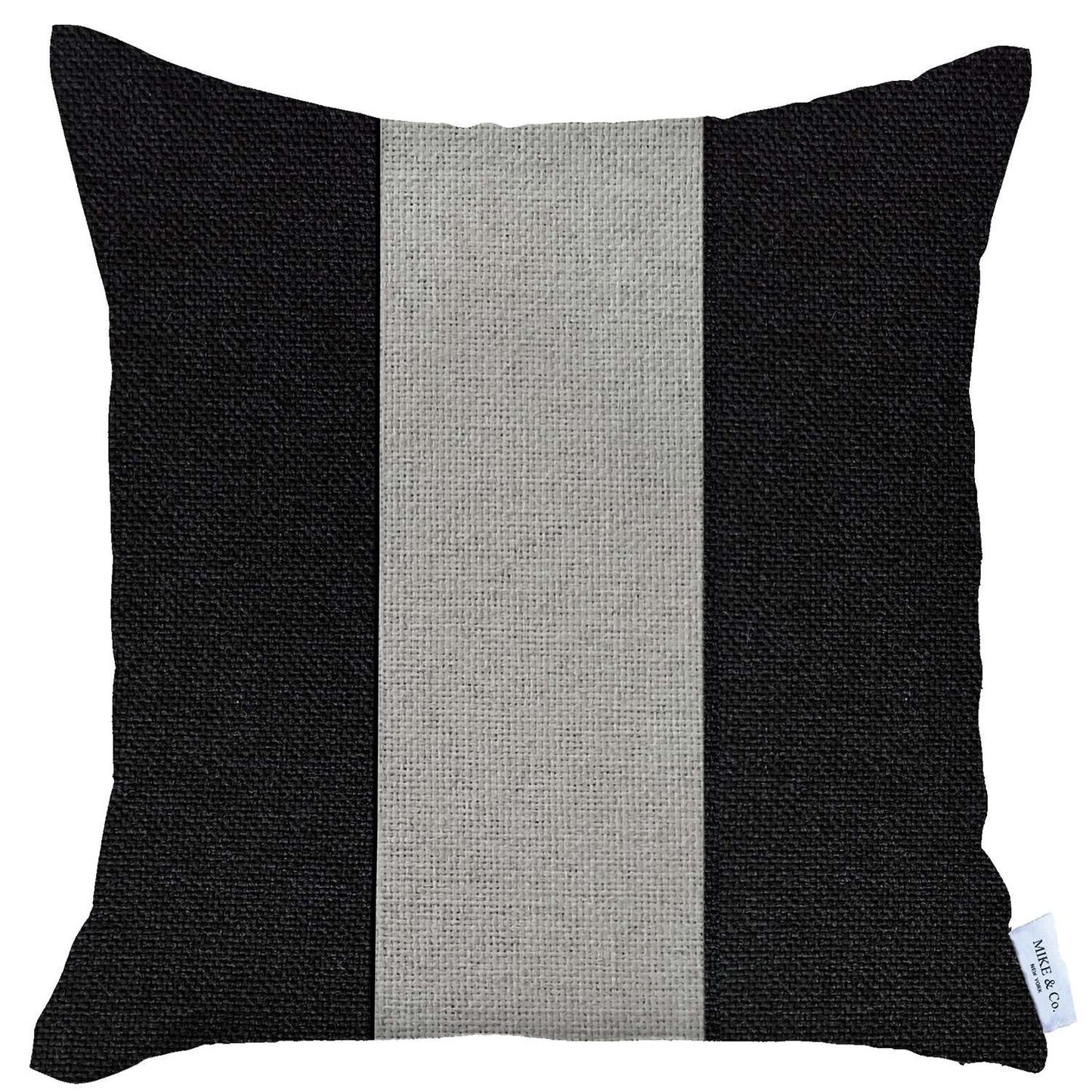 18" X 18" Grey And Black Geometric Zippered Handmade Polyester Throw Pillow Cover