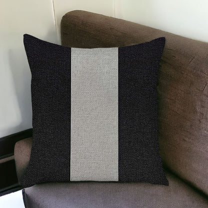 18" X 18" Grey And Black Geometric Zippered Handmade Polyester Throw Pillow Cover