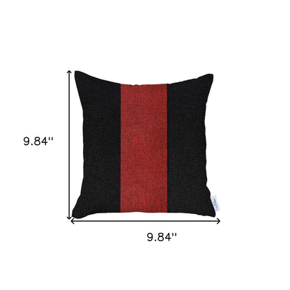 18" X 18" Black And Red Geometric Zippered Handmade Polyester Throw Pillow Cover