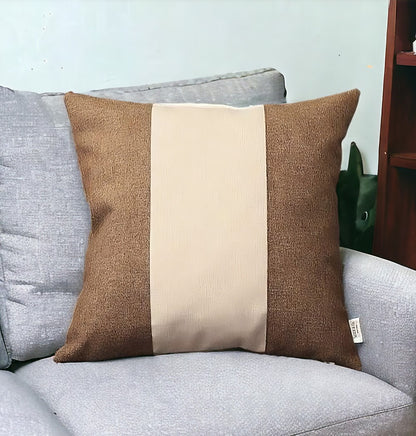 18" Brown and Ivory Throw Pillow Cover