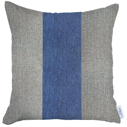 18" X 18" Grey And Blue Geometric Zippered Handmade Polyester Throw Pillow Cover