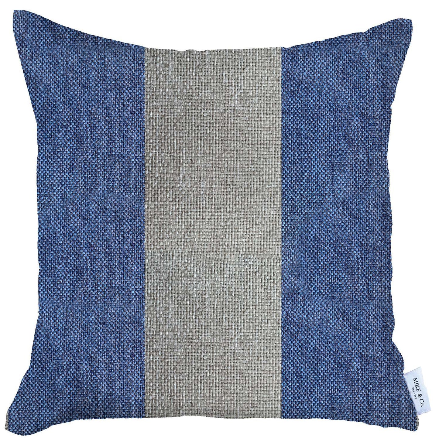 18" X 18" Grey And Blue Geometric Zippered Handmade Polyester Throw Pillow Cover