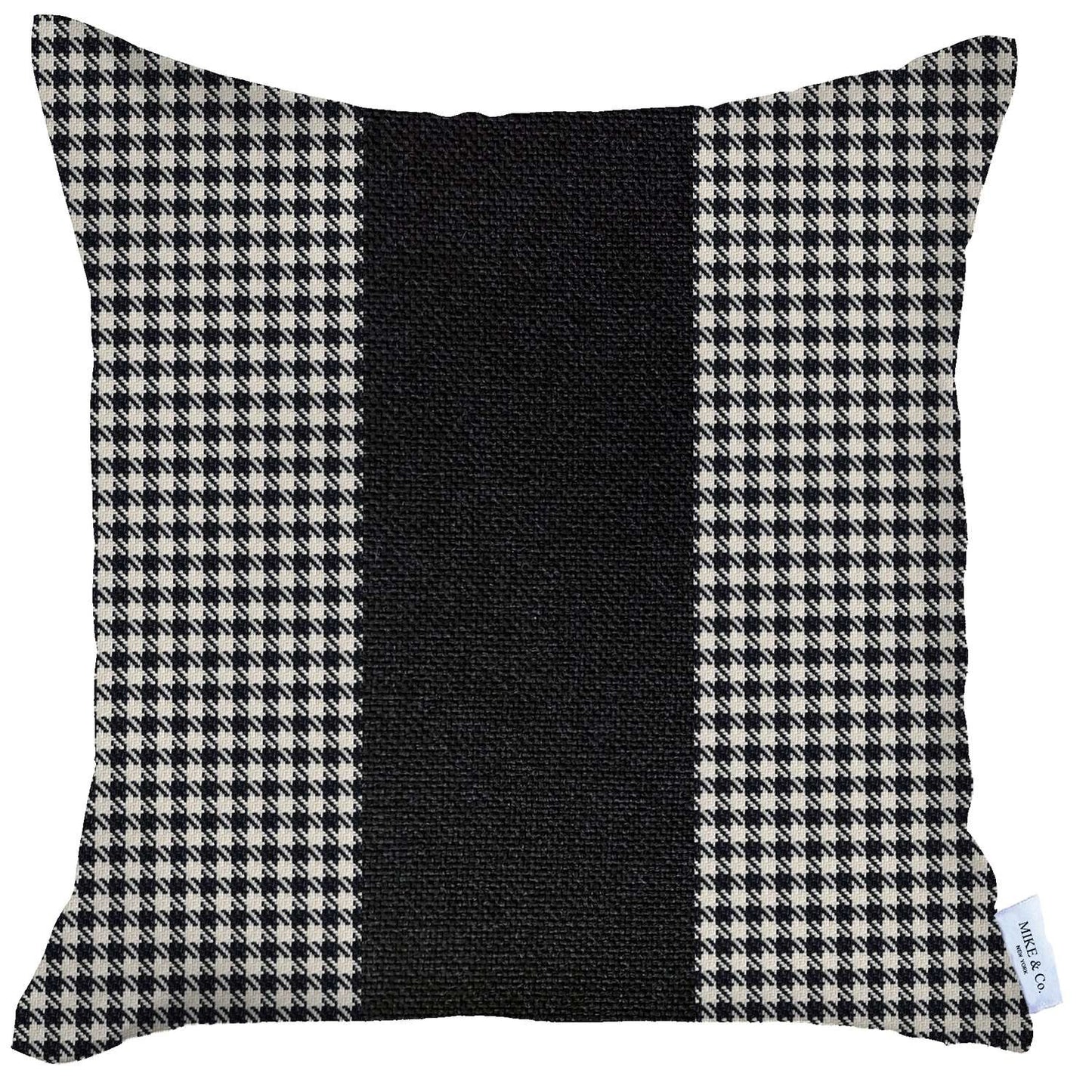 18" X 18" White And Black Houndstooth Zippered Handmade Polyester Throw Pillow Cover