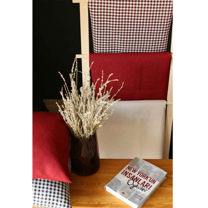 12" X 20" Black And Red Houndstooth Zippered Handmade Polyester Lumbar Pillow Cover