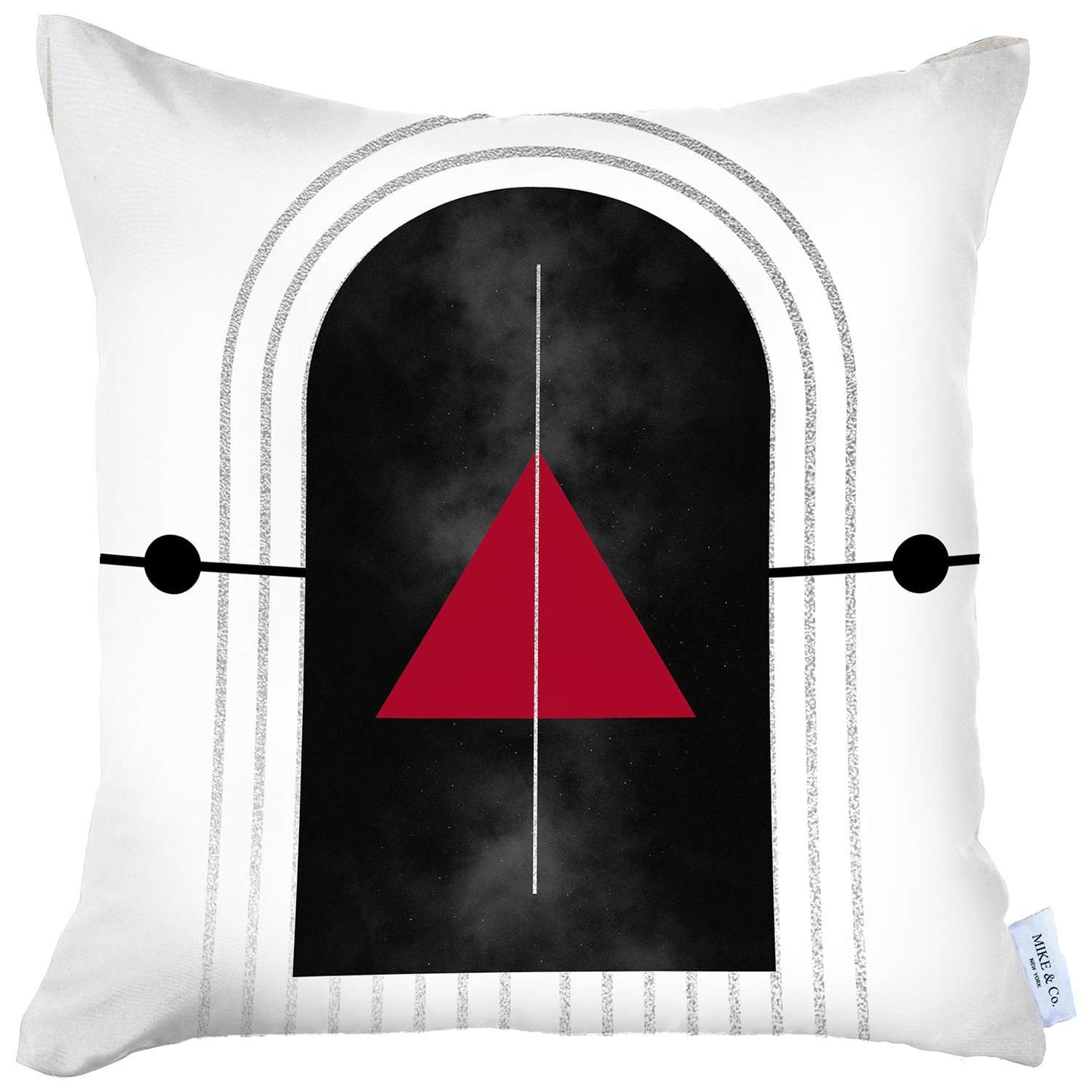 18" X 18" Black And Red Abstract Zippered Handmade Polyester Throw Pillow Cover