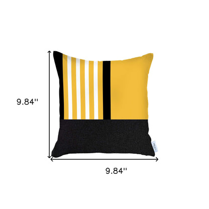 18" X 18" Yellow Striped Zippered Handmade Polyester Throw Pillow Cover