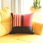 18" X 18" Red Striped Zippered Handmade Polyester Throw Pillow Cover