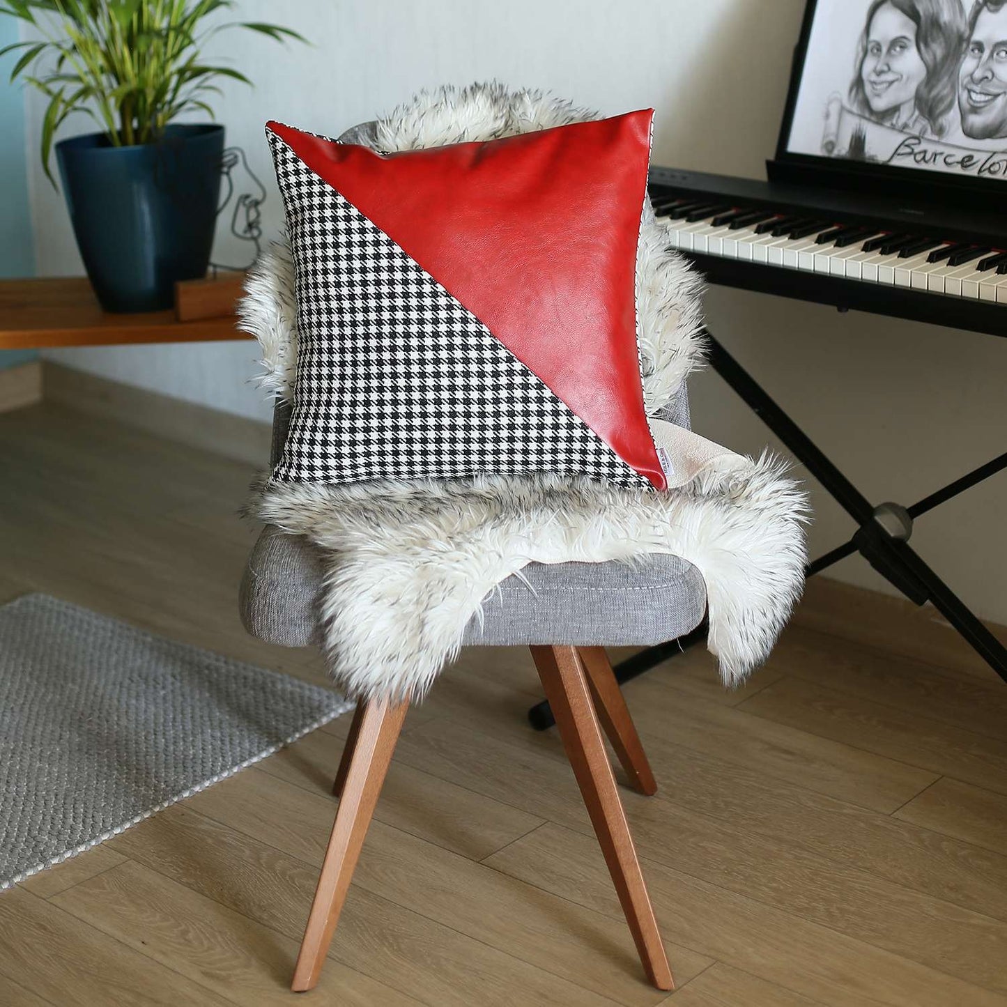 18" Black and Red Throw Pillow Cover