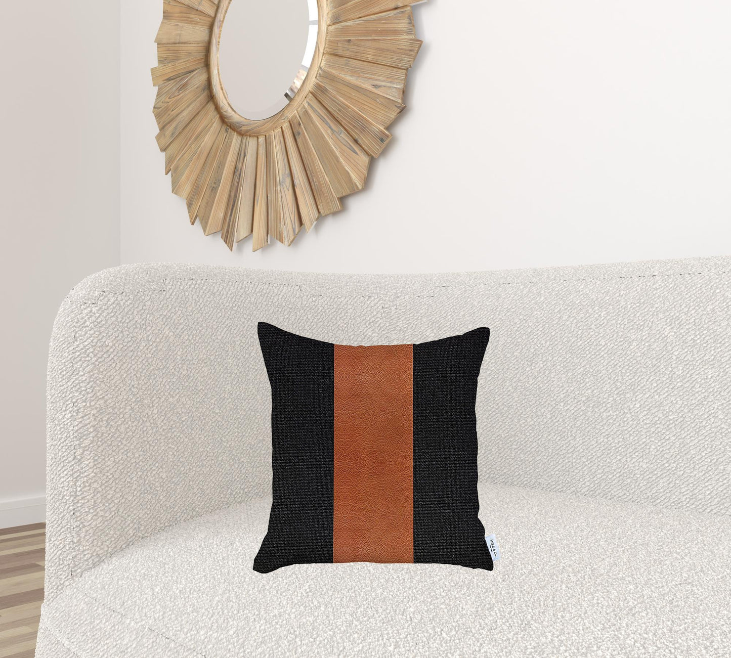 18" X 18" Black And Brown Geometric Zippered Handmade Polyester Throw Pillow Cover