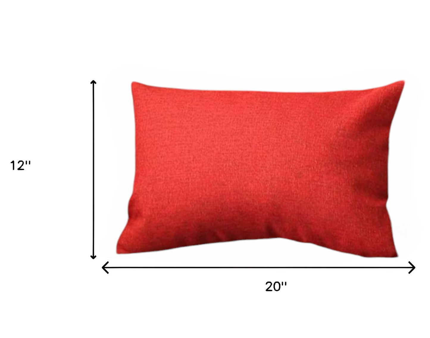 Set of Two 12" X 20" Red Fabric Lumbar Throw Pillows