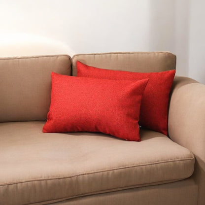 Set Of Two 20" X 12" Red Polyester Zippered Pillow