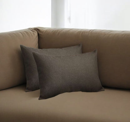 Set Of Two 20" X 12" Black Polyester Zippered Pillow