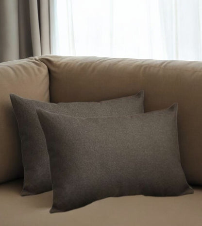 Set Of Two 20" X 12" Black Polyester Zippered Pillow