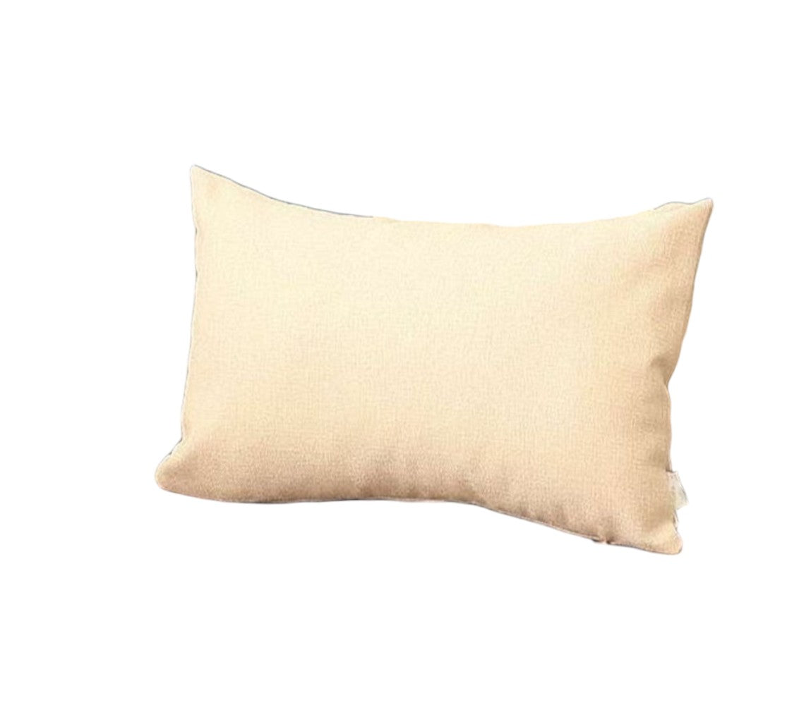 Set of Two 12" X 20" Ivory Fabric Lumbar Throw Pillows