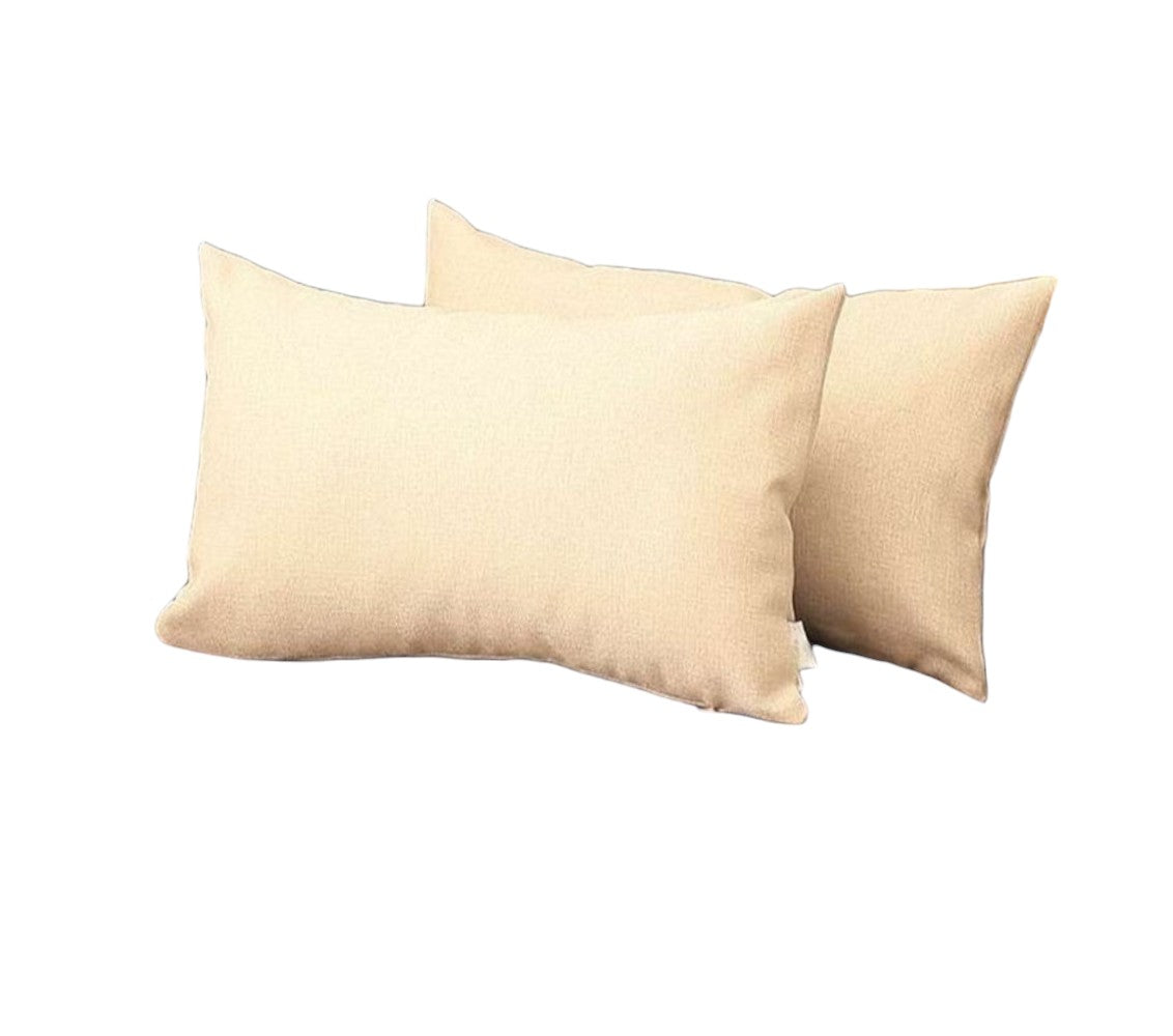 Set Of Two 20" X 12" Ivory Polyester Zippered Pillow