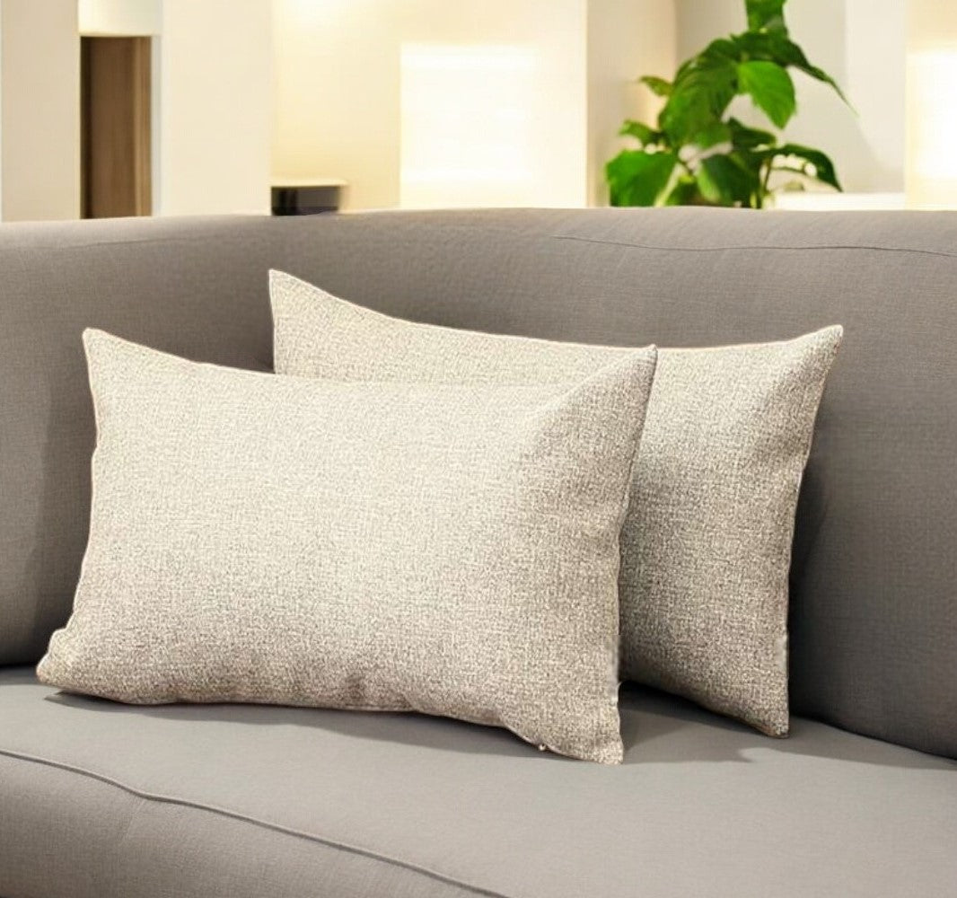 Set Of Two 20" X 12" Grey And Black Polyester Geometric Zippered Pillow