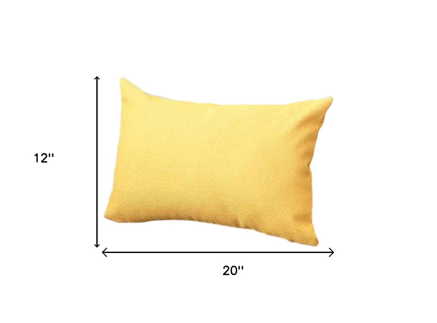 Set of Two 12" X 20" Yellow Fabric Lumbar Throw Pillows