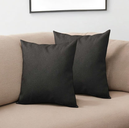 Set Of Two 18" X 18" Black Polyester Zippered Pillow