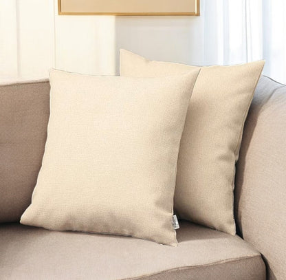 Set Of Two 18" X 18" Ivory Polyester Zippered Pillow