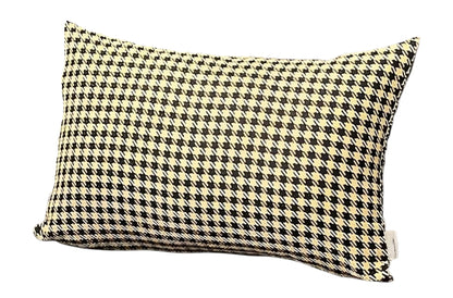 Set of Two 12" X 20" Yellow and Black Houndstooth Fabric Lumbar Throw Pillows