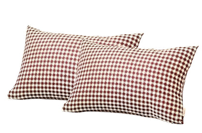 Set Of Two 20" X 12" Red Polyester Houndstooth Zippered Pillow