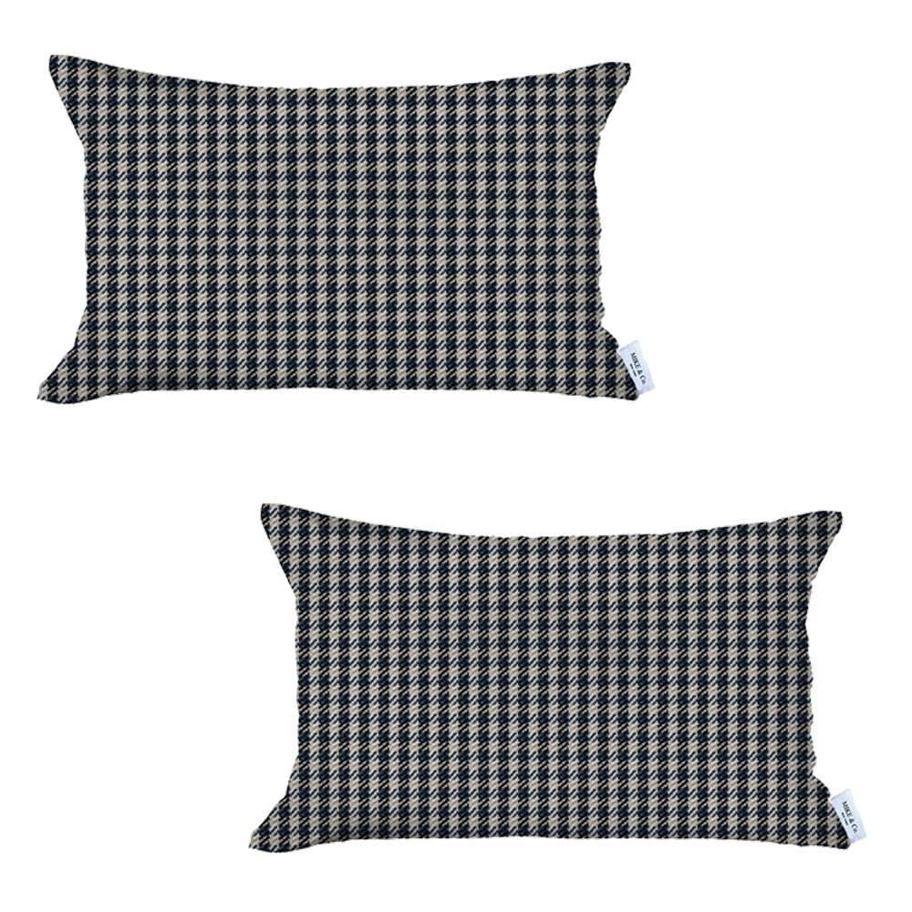 Set of Two 12" X 20" Black and White Throw Pillow