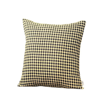 Set of Two 18" Yellow and Black Houndstooth Fabric Throw Pillows