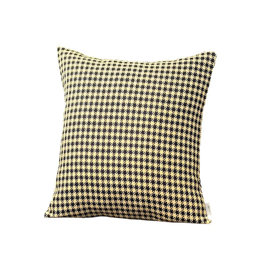 Set of Two 18" Yellow and Black Houndstooth Fabric Throw Pillows