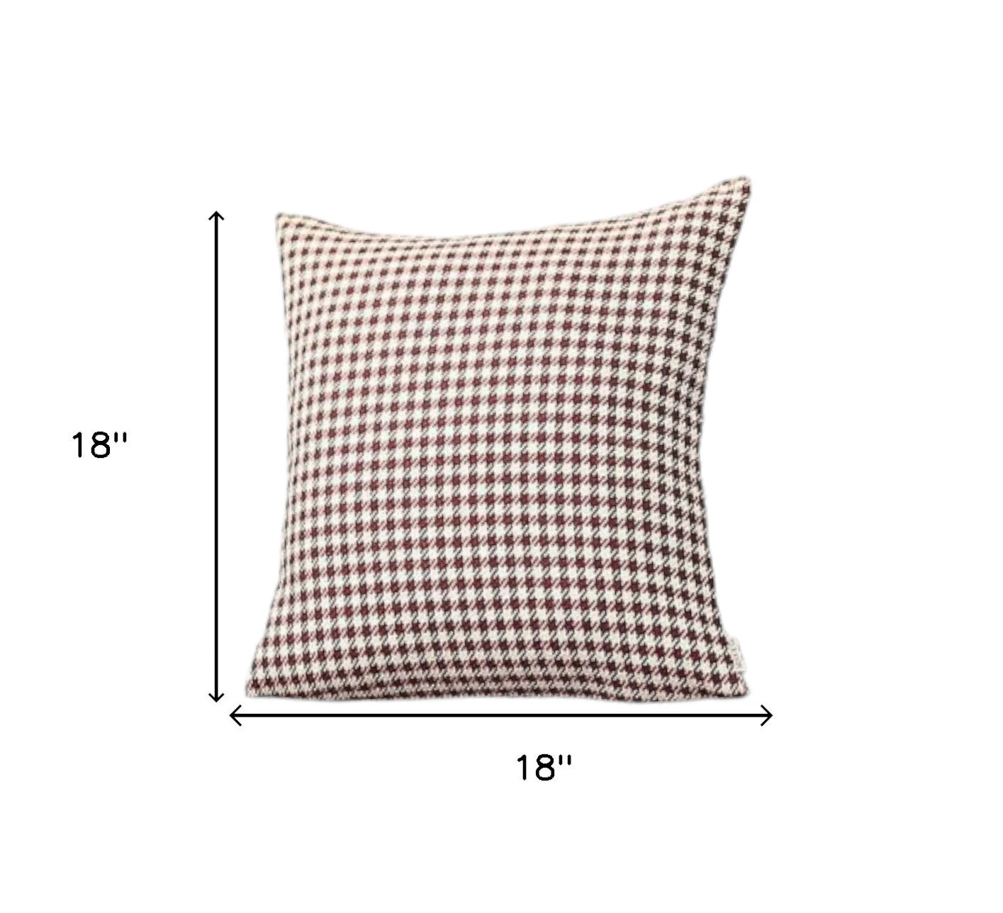 Set of Two 18" Red and White Houndstooth Fabric Throw Pillows