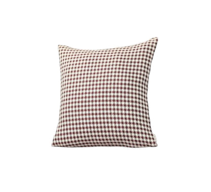 Set of Two 18" Red and White Houndstooth Fabric Throw Pillows