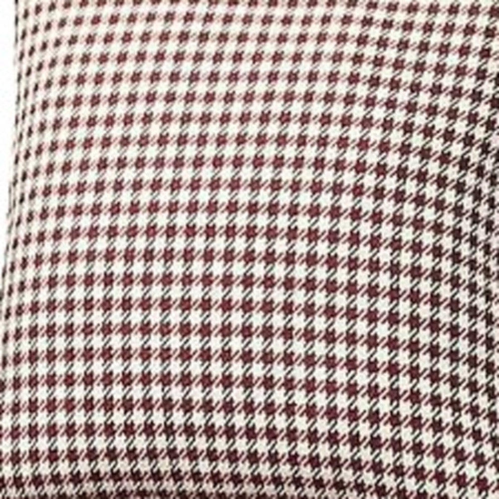 Set of Two 18" Red and White Houndstooth Fabric Throw Pillows