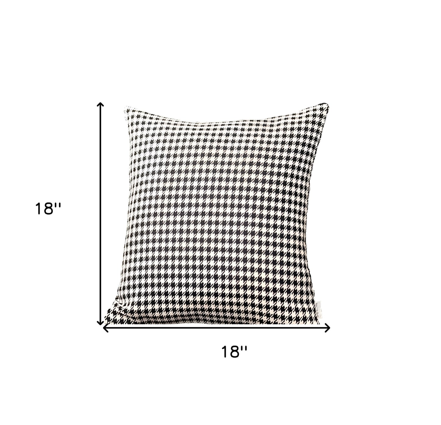 Set of Two 18" Black and White Houndstooth Fabric Throw Pillows