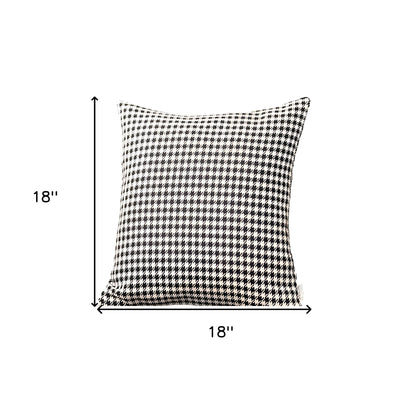 Set Of Two 18" X 18" Grey Polyester Houndstooth Zippered Pillow