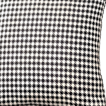 Set of Two 18" Black and White Houndstooth Fabric Throw Pillows