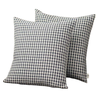 Set of Two 18" Black and White Houndstooth Fabric Throw Pillows