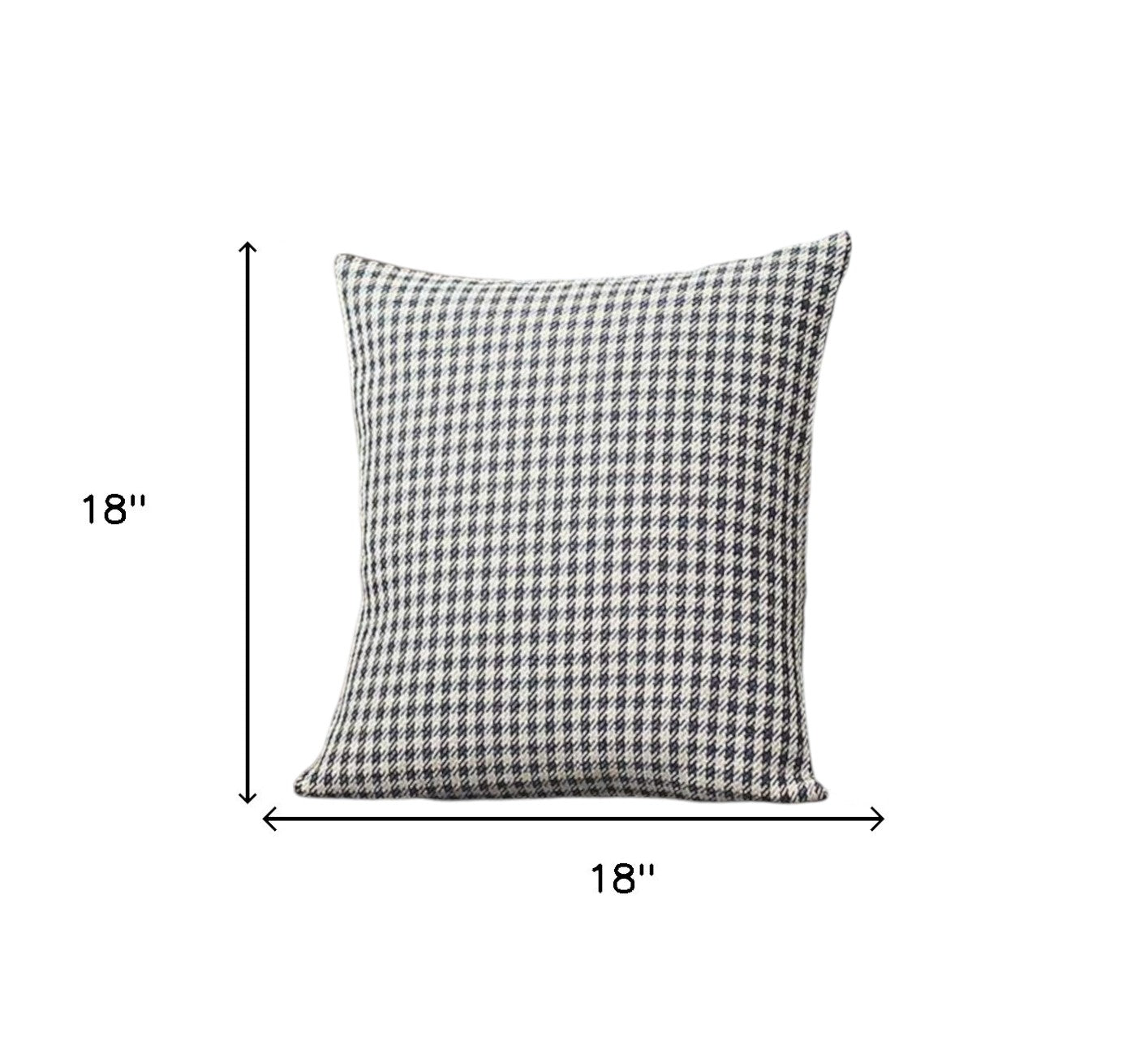 Set Of Two 18" X 18" Black Polyester Houndstooth Zippered Pillow