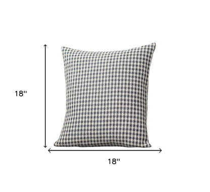 Set Of Two 18" X 18" Black Polyester Houndstooth Zippered Pillow