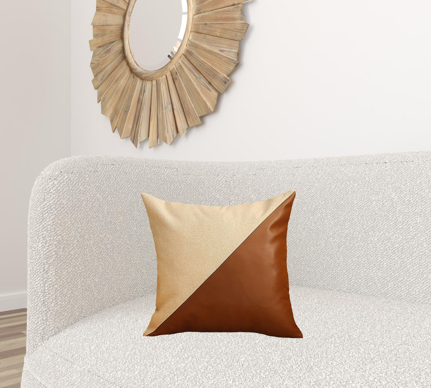 Set Of Two 18" X 18" Brown and Ivory Polyester Zippered Pillow