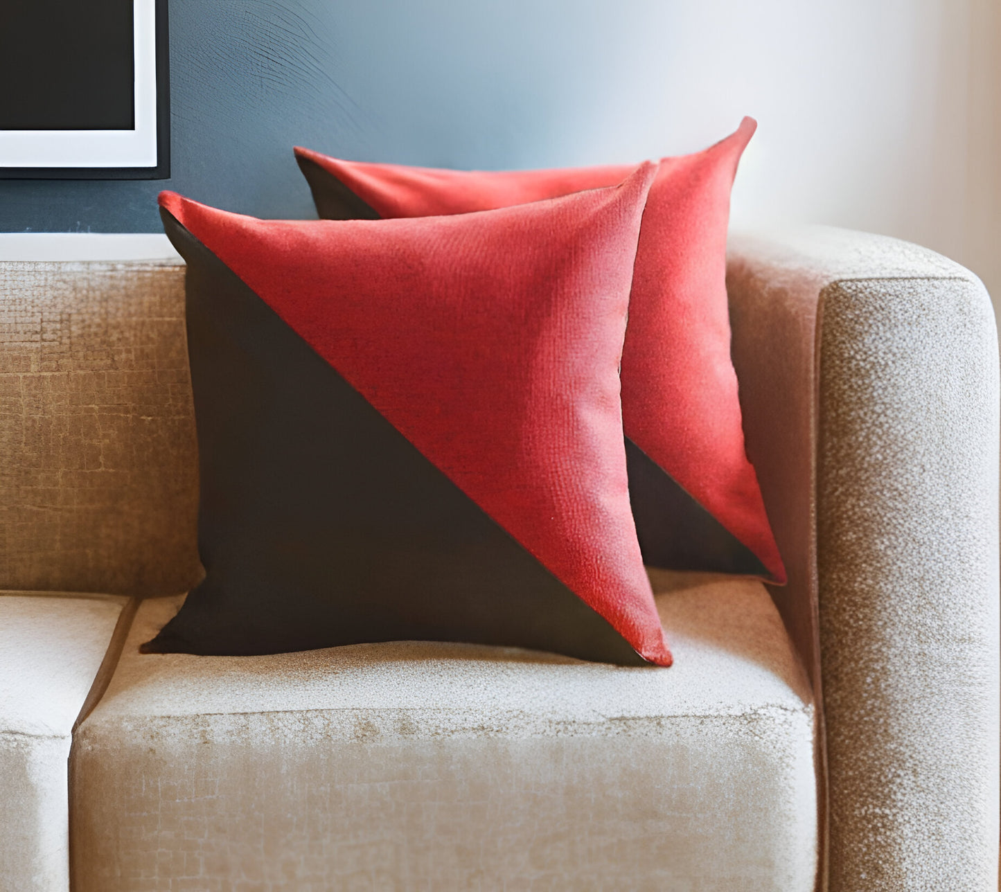 Set of Two 3" Red and Black Throw Pillow