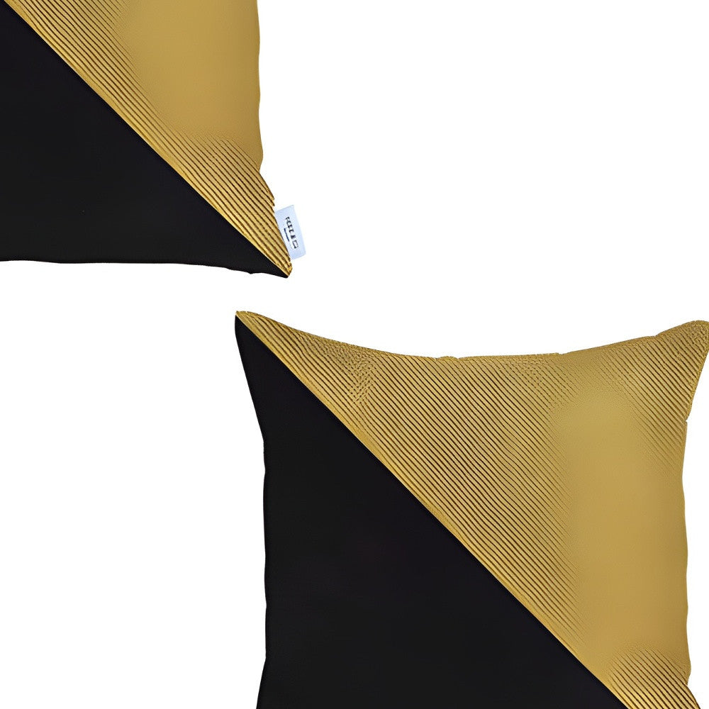 Set of Two 18" Yellow and Black Throw Pillow