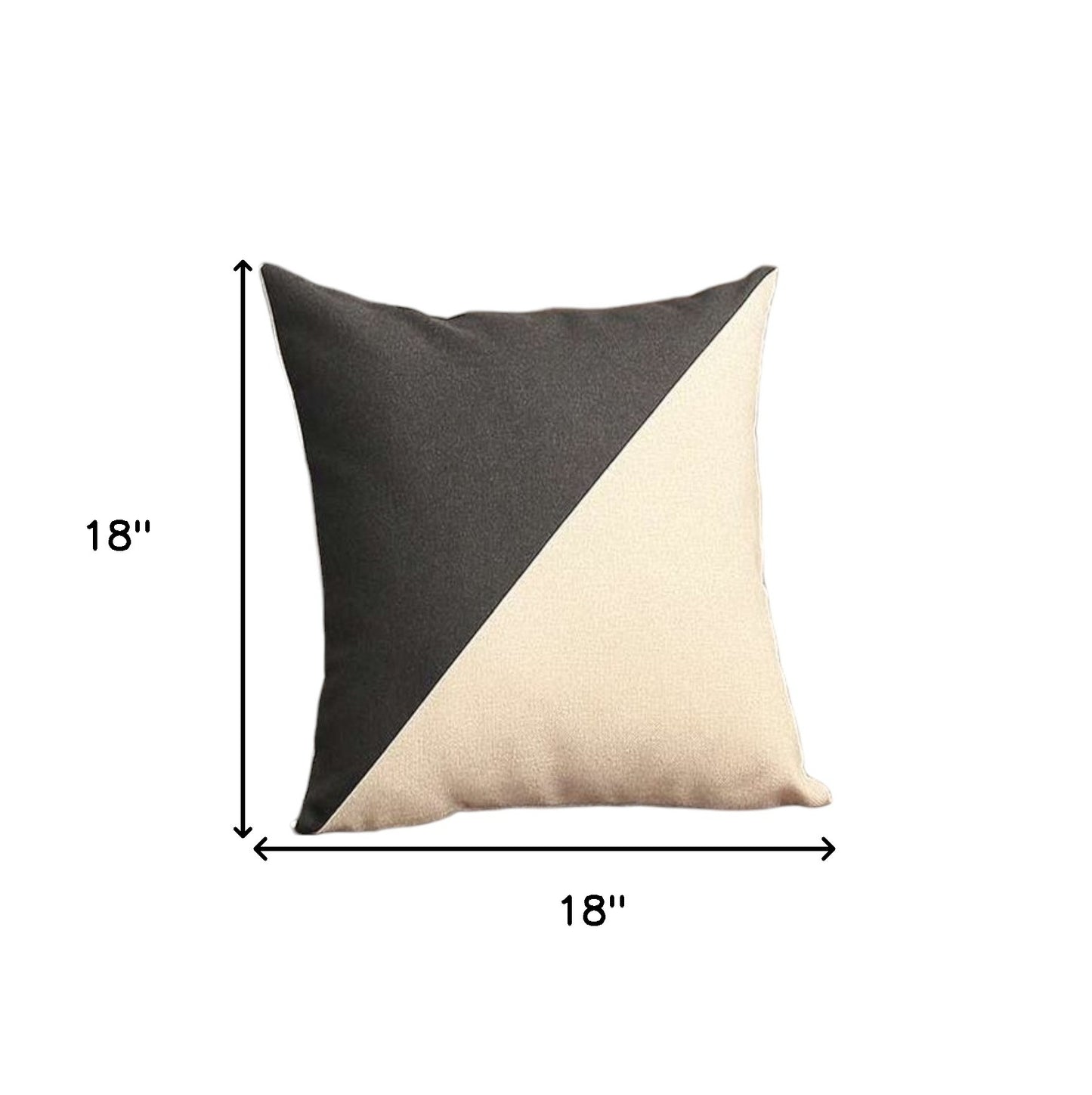 Set of Two 18" Ivory and Black Color Block Fabric Throw Pillows