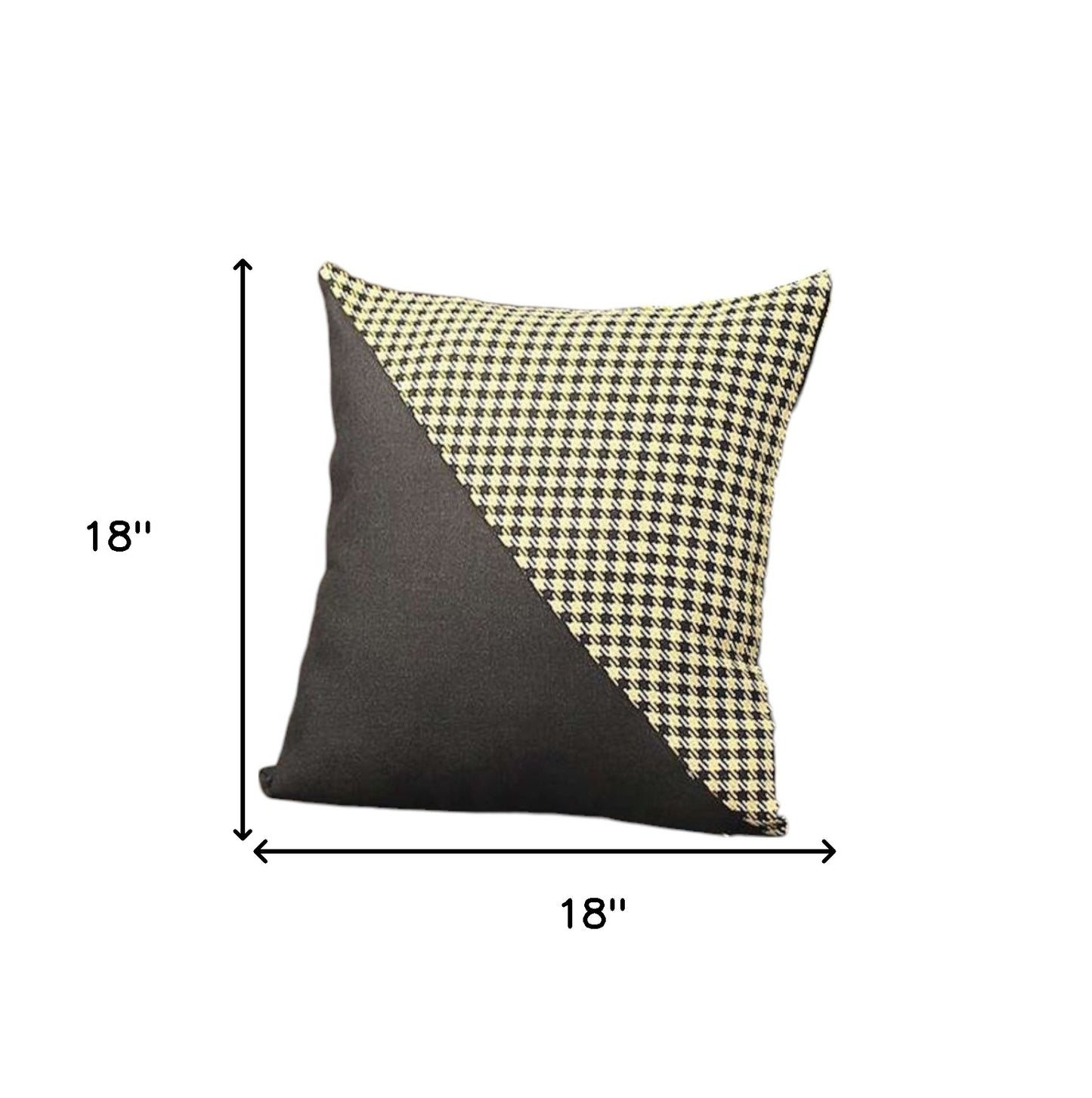 Set of Two 18" Black and Yellow Houndstooth Fabric Throw Pillows