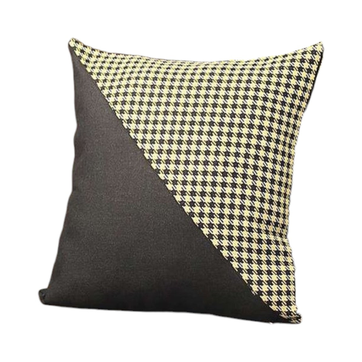 Set of Two 18" Black and Yellow Houndstooth Fabric Throw Pillows