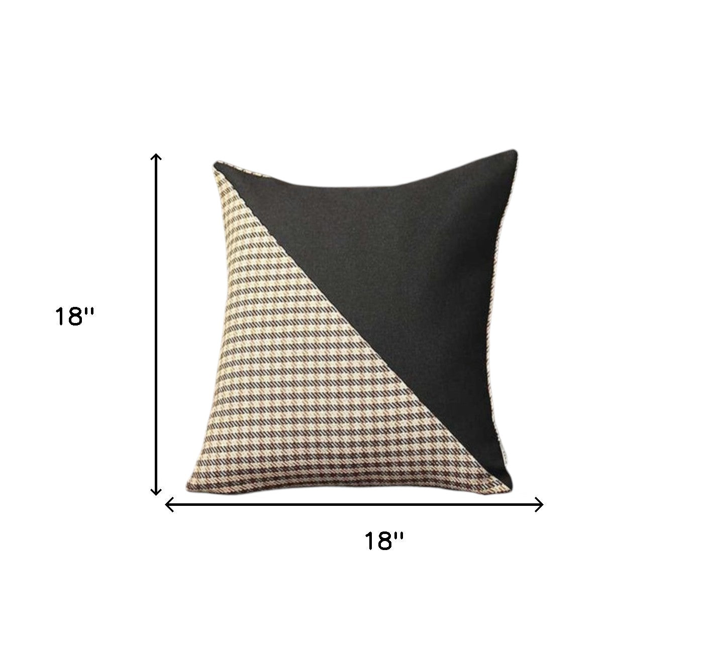 Set Of Two 18" X 18" Black And Brown Polyester Houndstooth Zippered Pillow