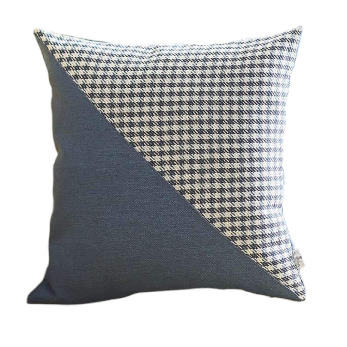 Set of Two 18" Blue and White Houndstooth Fabric Throw Pillows