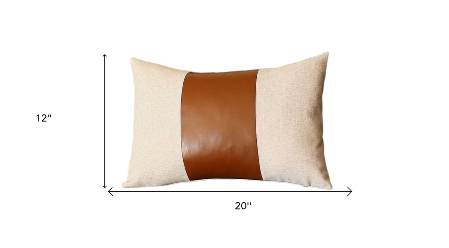 Set Of Two 20" X 12" Grey And Brown Polyester Geometric Zippered Pillow