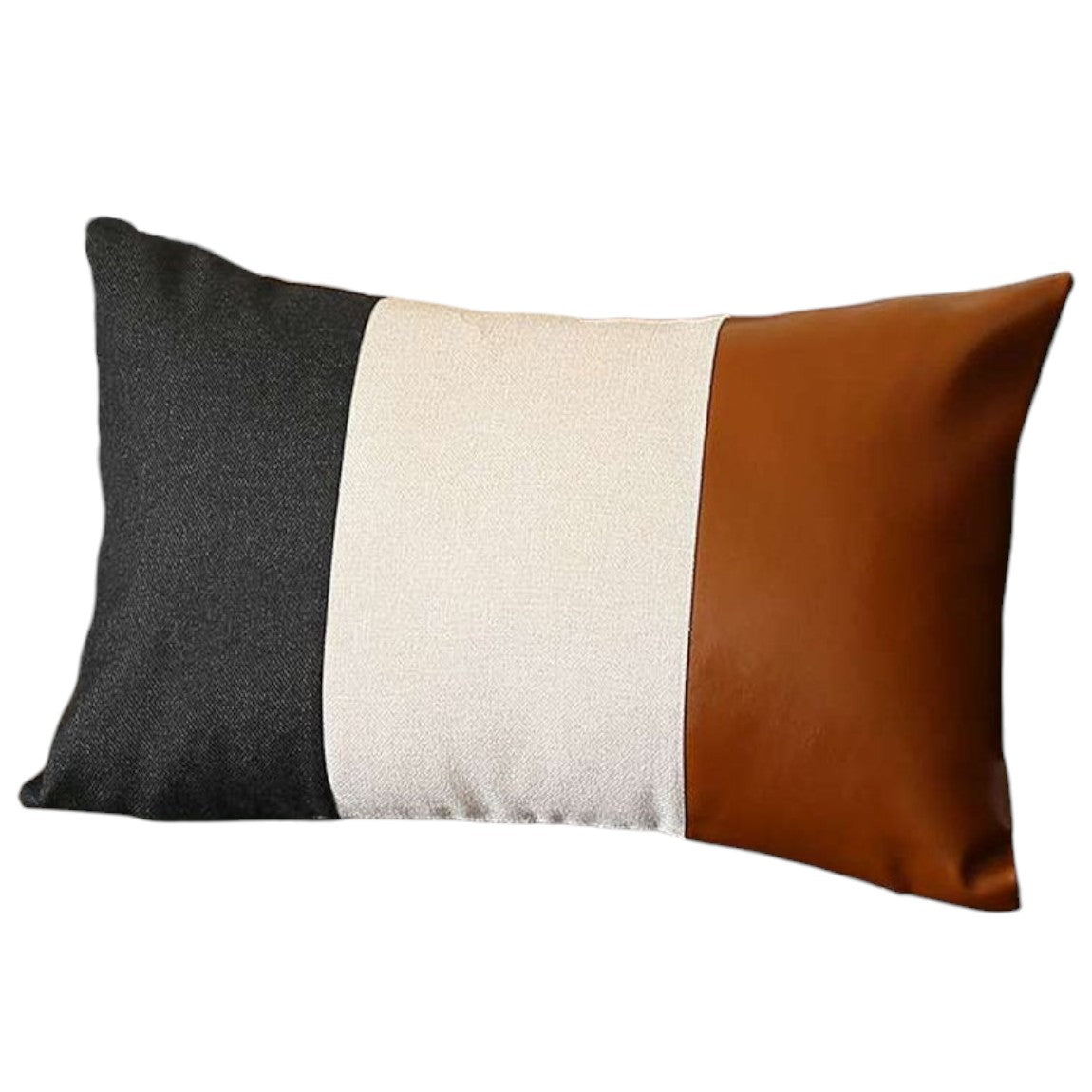 Set Of Two 20" X 12" Black Grey And Brown Polyester Geometric Zippered Pillow